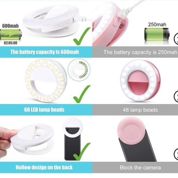 2/$25 🍣 New Selfie Ring Light Long Battery Life 60 LED 3 Light Modes - Picture 4 of 12